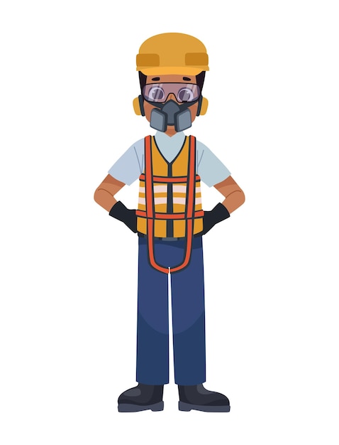 Vector man wearing safety equipment design