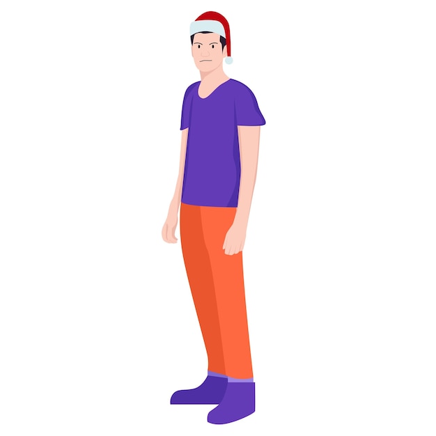 man wearing santa hat illustration