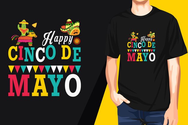 Vector a man wearing a shirt that says cinco de mayo on it.