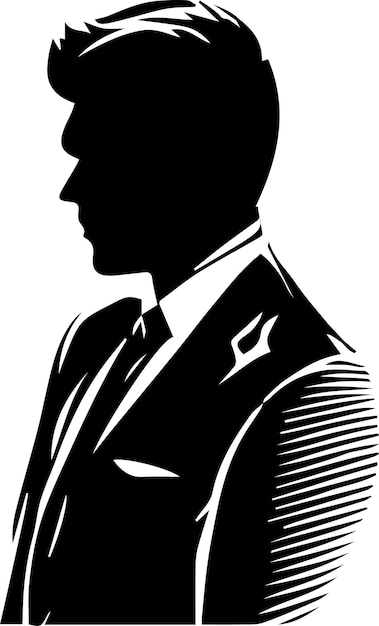 Man Wearing A Suit Logo Monochrome Design Style