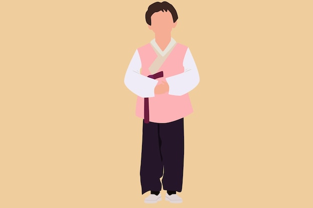 Vector a man wears pink hanbok on korean new year