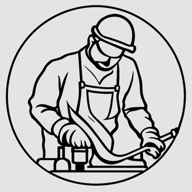 man welding of pipelines using the tig vector illustration line art