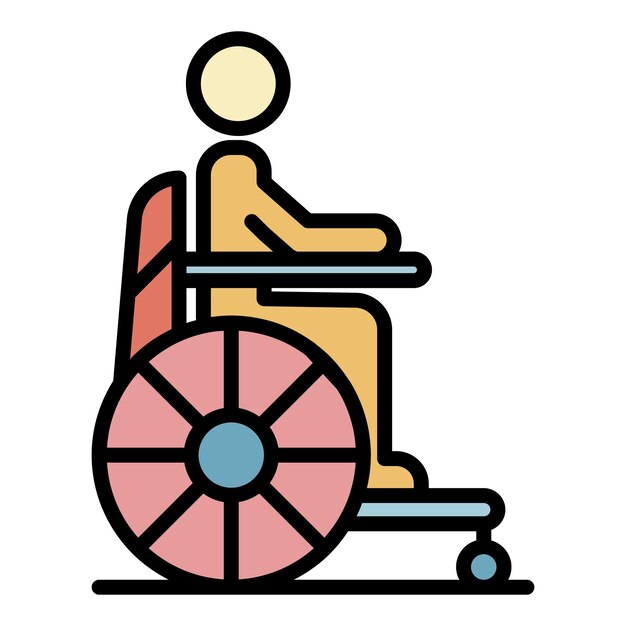 Vector man wheelchair icon outline man wheelchair vector icon color flat isolated