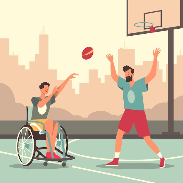 Man in Wheelchair Playing Basketball