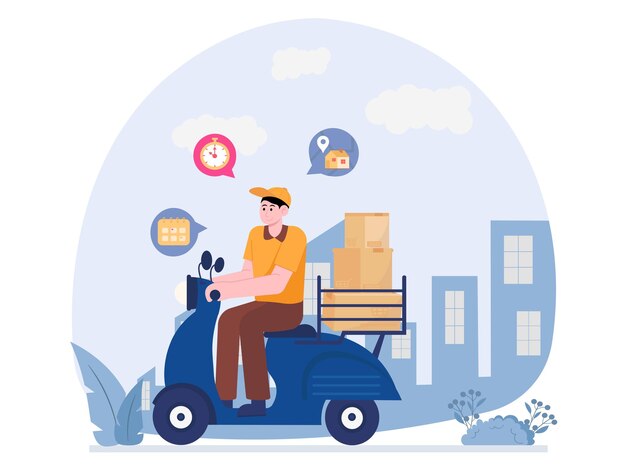 A Man Will Deliver The Parcel Illustration