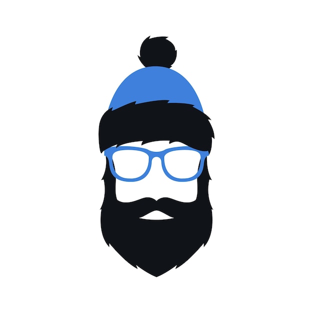 Man in winter blue hat glasses and with beard