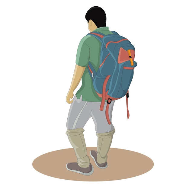 Vector man with backpack flat design