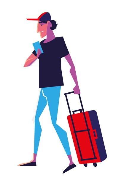 Vector man with bag tourism design