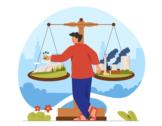 Man with balance ecology vector concept