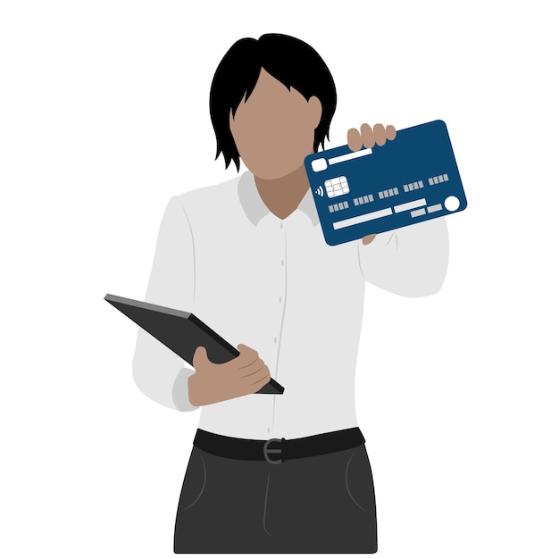 Vector a man with bank card and tablet. bank deposit electronic money online payment financial transactions