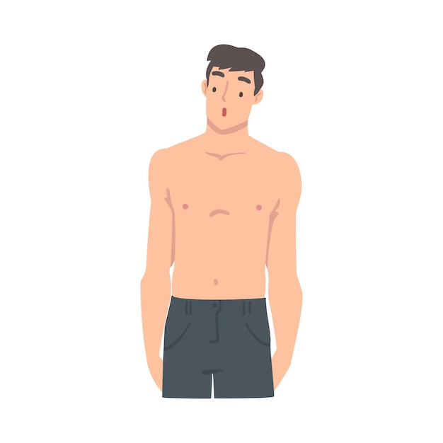 裸の体の男性が医療検査と健康スクリーニングのベクトルイラストを受けています