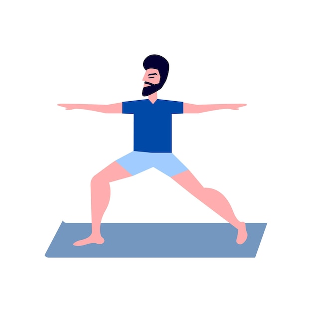 Man with beard doing yoga exercise