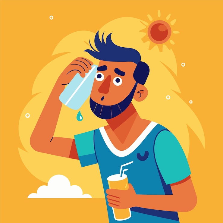 Vector a man with a beard drinking from a plastic cup