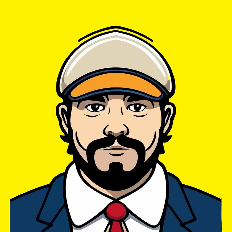 Vector a man with a beard and a hat on.