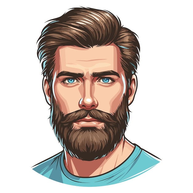 man with a beard mustache cartoon man with a beard mustache vector illustration