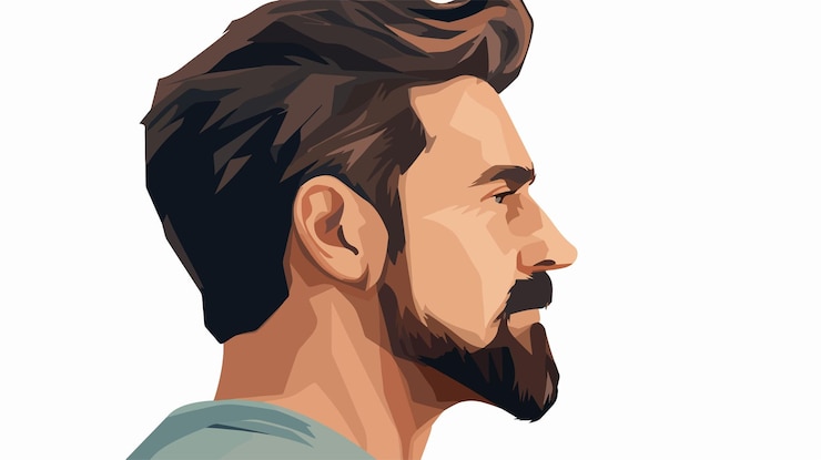 Vector a man with a beard and mustache is looking at the camera