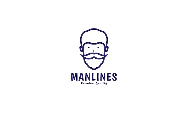 Vector man with beard and mustache simple line  logo vector icon illustration design