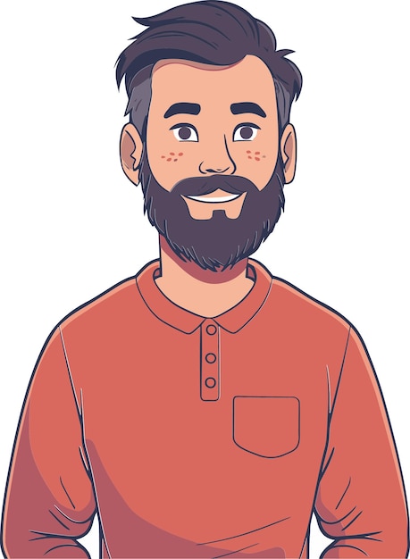 a man with a beard and a red shirt with a beard