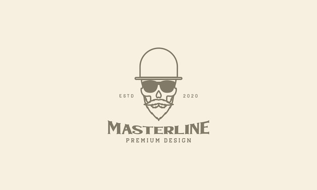 Vector man with beard and sunglasses line hipster  logo symbol icon vector graphic design illustration