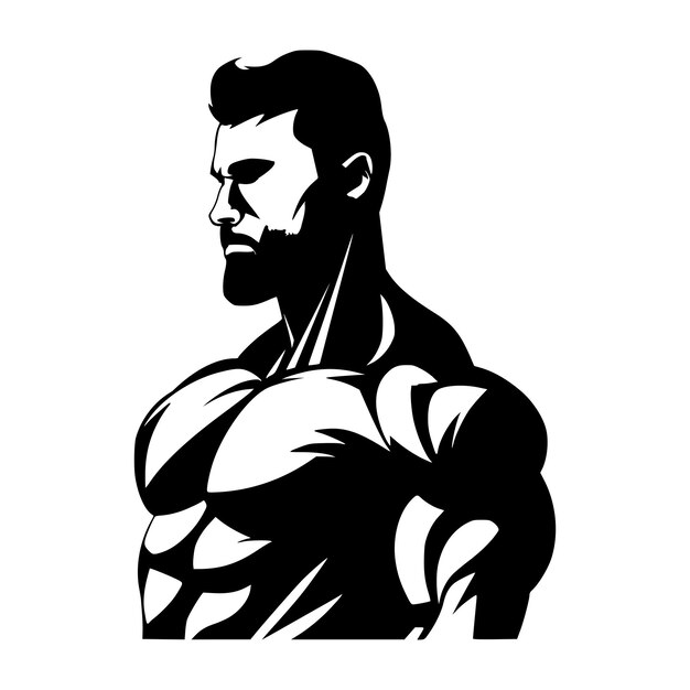 Человек с красивым телом телостроитель силуэт иллюстрация для логотипа