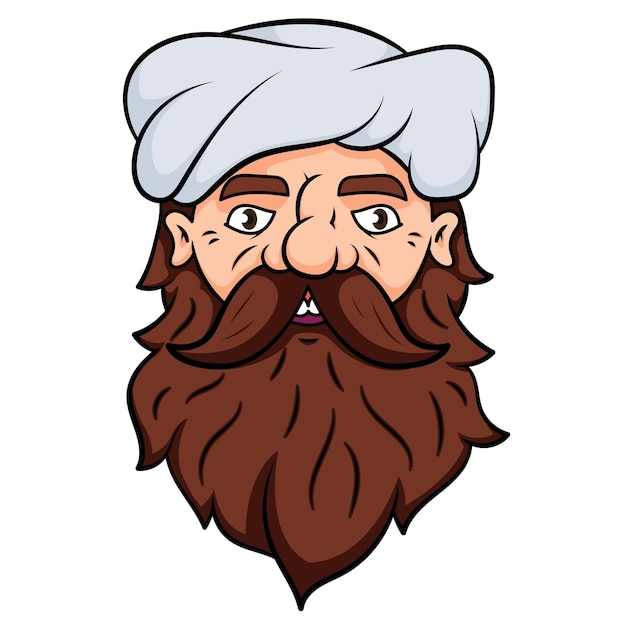 Vector man with big beard mustache and turban