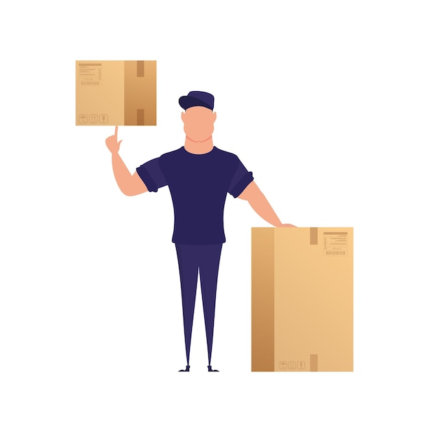 Man with a box Delivery concept Isolated Vector illustration