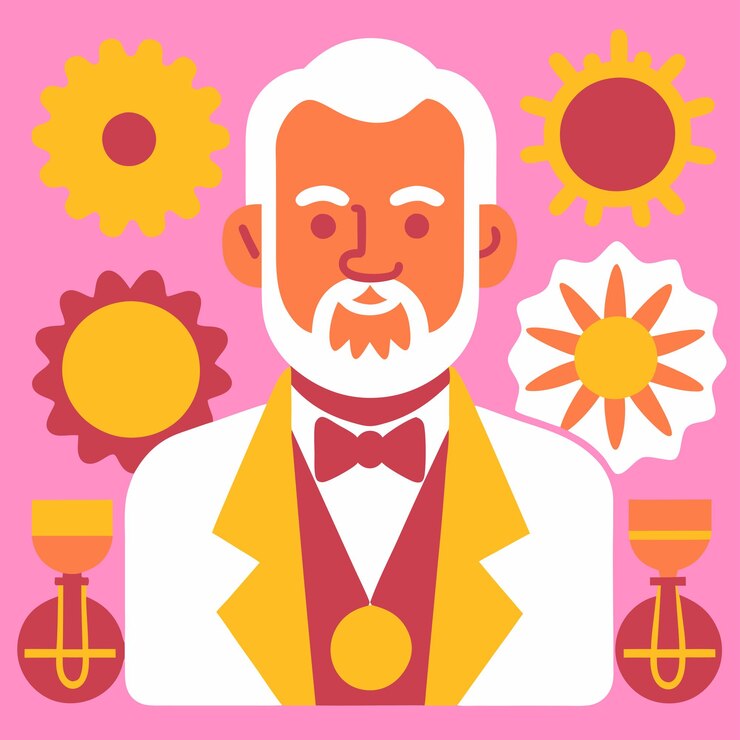Vector a man with a circle around his head is drawn in a circle