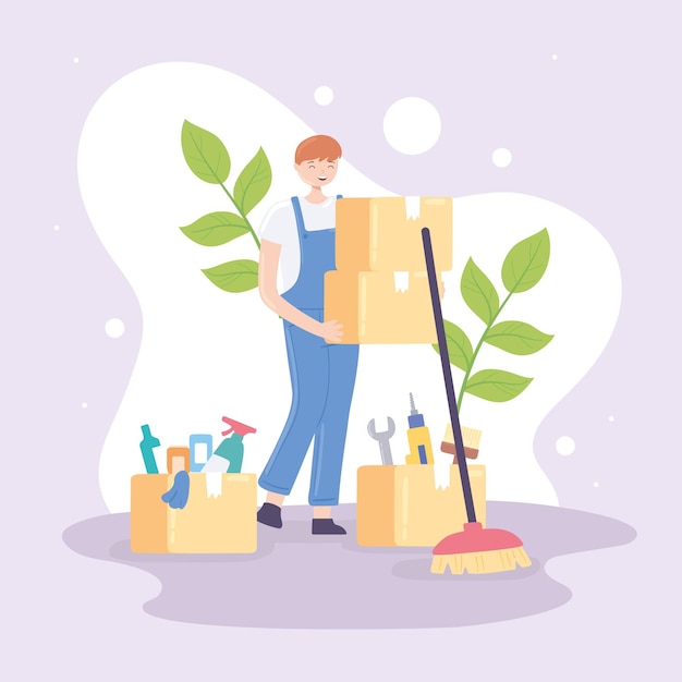 man with cleaning equipment
