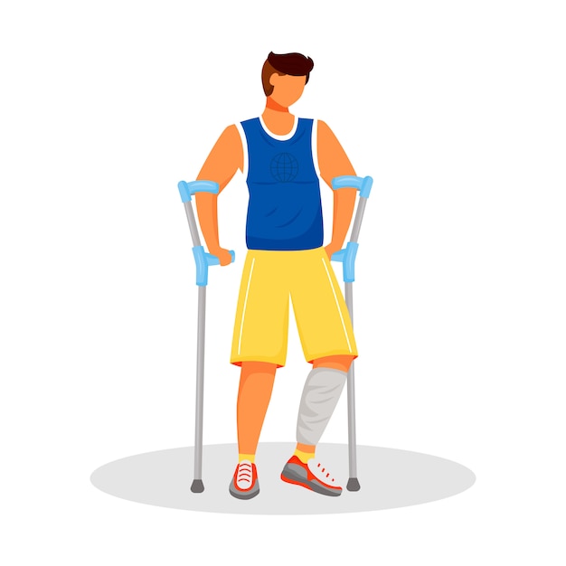 Man with crutches  character