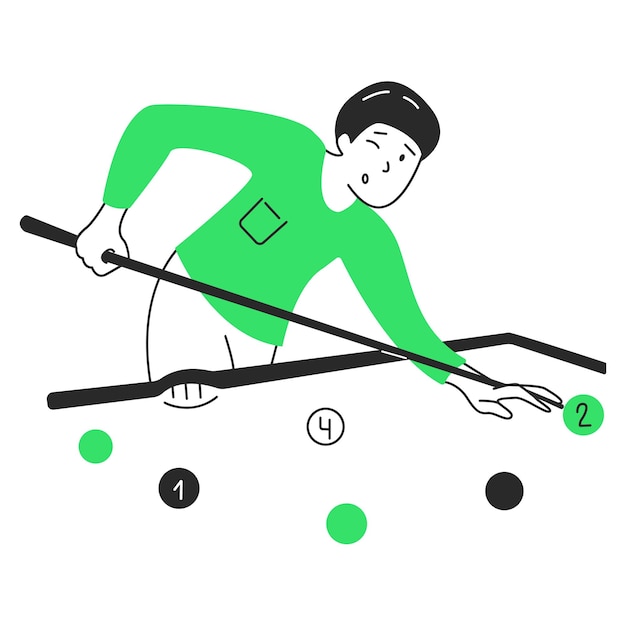 Vector man with a cue playing billiards