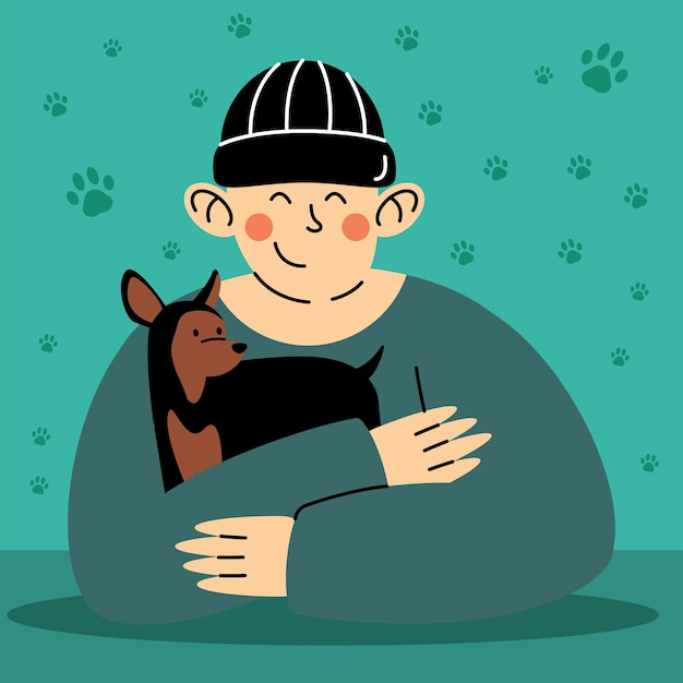 Man with cute dog