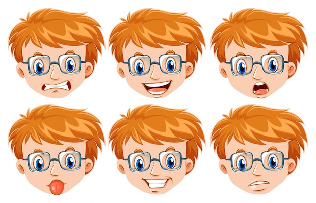 Vector man with different emotions