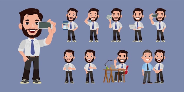 man with different poses vector