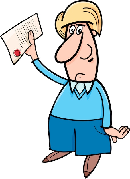 Man with document cartoon