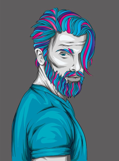 Vector man with fashionable hairstyle