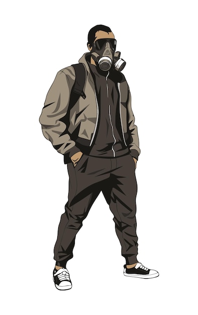 Premium Vector | A man with gas mask