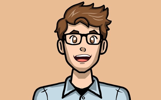 Vector man with glasses cartoon style profile avatar picture