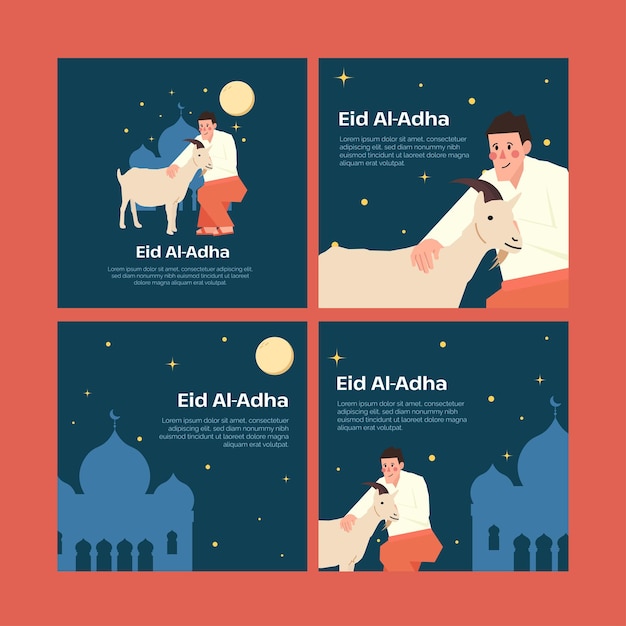 염소 eid adha 나이트 모스크 소셜 미디어 게시물을 가진 남자