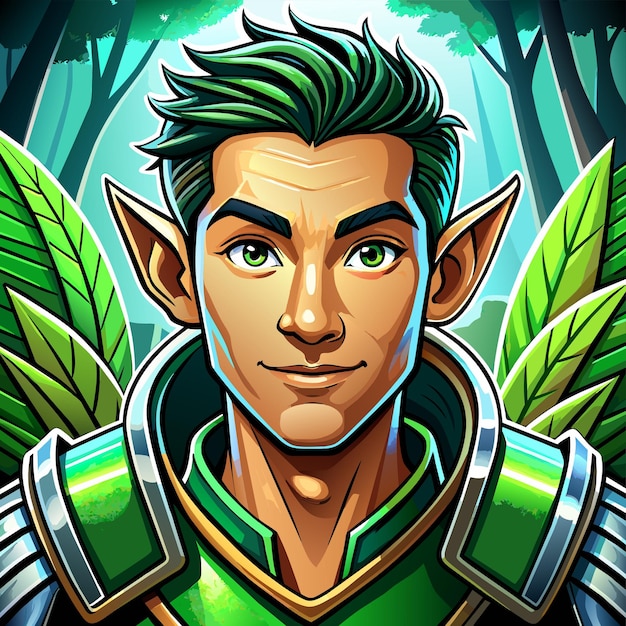 Vector a man with a green beard and a green dragon head