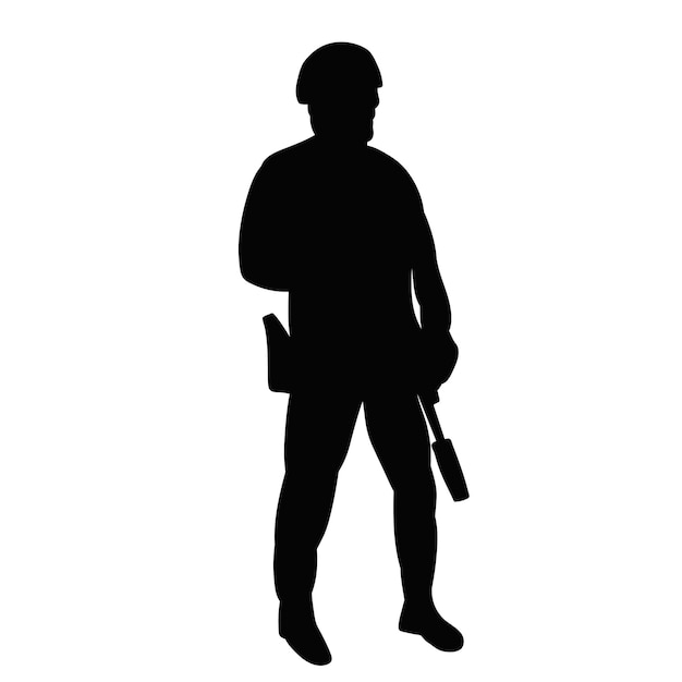 man with gun silhouette on white background vector