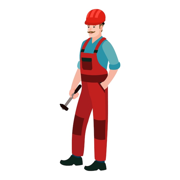 Vector man with hammer icon flat illustration of man with hammer vector icon for web design