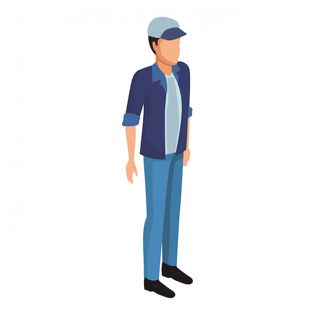 Man with hat avatar isometric