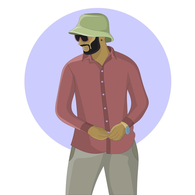 Man with hat flat design