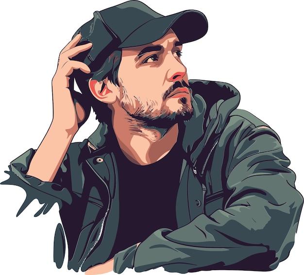 a man with a hat that says  hes a man