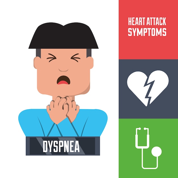 Man with heart attack symptoms and condition