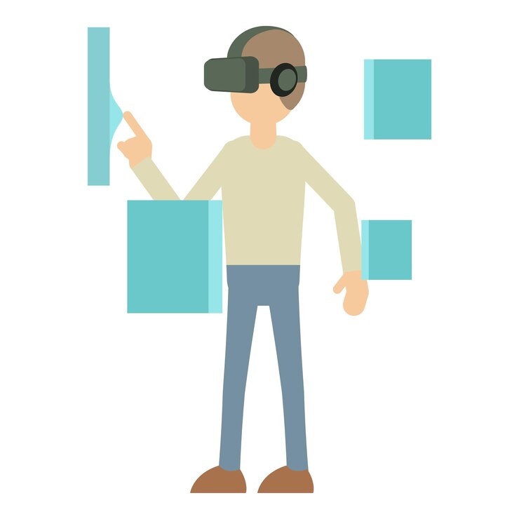 Vector man with high tech smart glasses icon cartoon illustration of man with smart glasses vector icon for web on white background