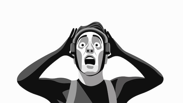 a man with his head in the air and his hands on his head