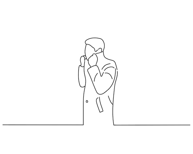 Man with jacket continuous line art illustration