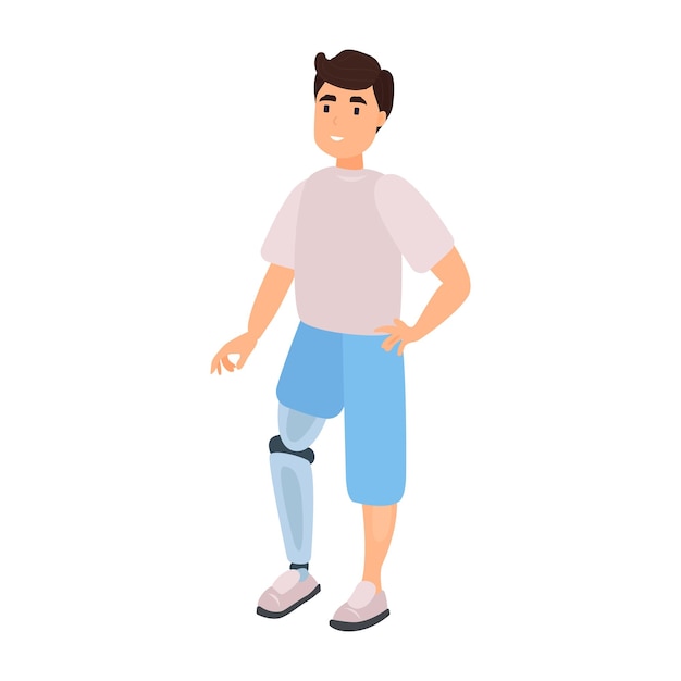 Man with leg prosthesis flat icon colored vector element from disabled collection creative man with