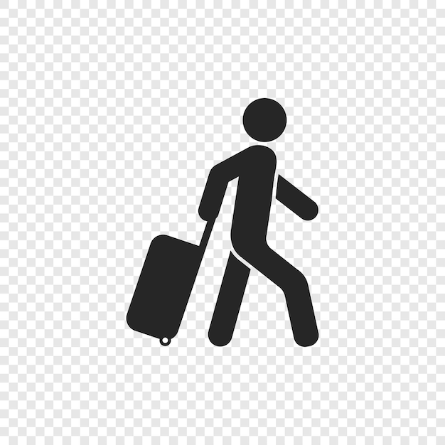 Man with luggage icon man carrying suitcase icon vector